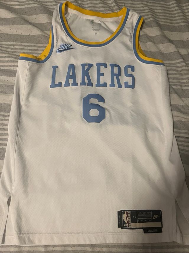 Camiseta NBA Lakers #6 Blanca Talla M