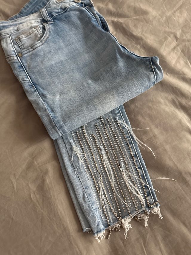 Pantalón vaquero mujer con pedrería