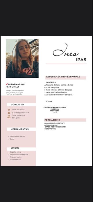 hago CV en español y traducidos a italiano