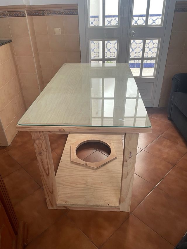 Mesa de centro madera con cristal