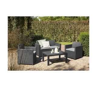 Conjunto Muebles Jardín Ratán Negro/Gris