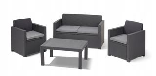 Conjunto Muebles Jardín Ratán Negro/Gris