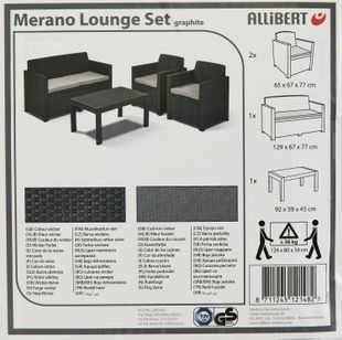 Conjunto Muebles Jardín Ratán Negro/Gris
