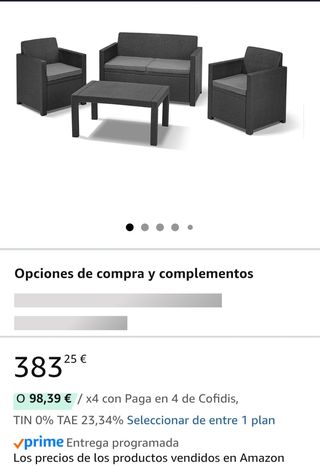 Conjunto Muebles Jardín Ratán Negro/Gris