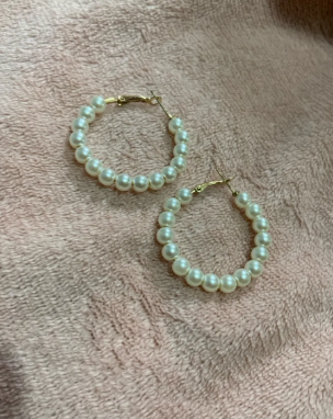 Pendientes aro perla dorados