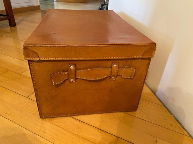 Par de baúles de cuero marrones