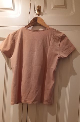 Camiseta Massimo Dutti salmón/coral manga corta