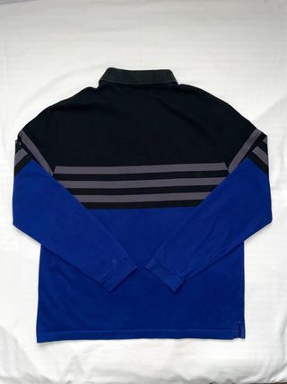 Jersey Cuello Polo Estilo Rugby Lacoste Azul Negro