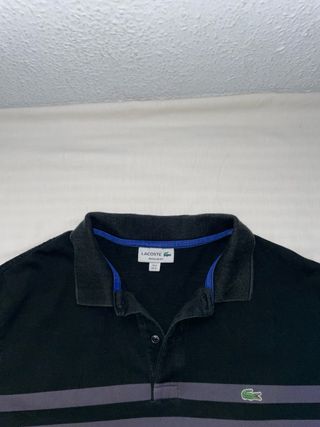Jersey Cuello Polo Estilo Rugby Lacoste Azul Negro