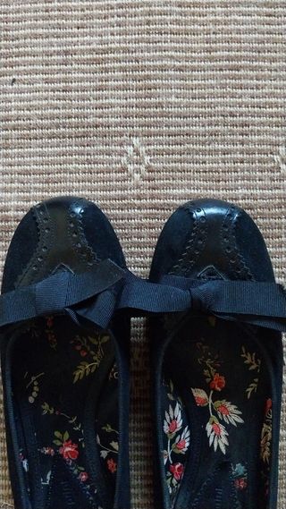 Bailarinas Piel Ante Negro Talla 38