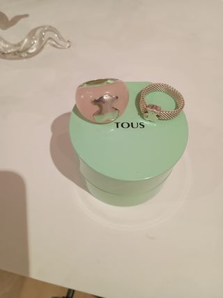 2 Anillos Tous Rosa y Plata