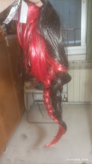 Peluca larga bicolor