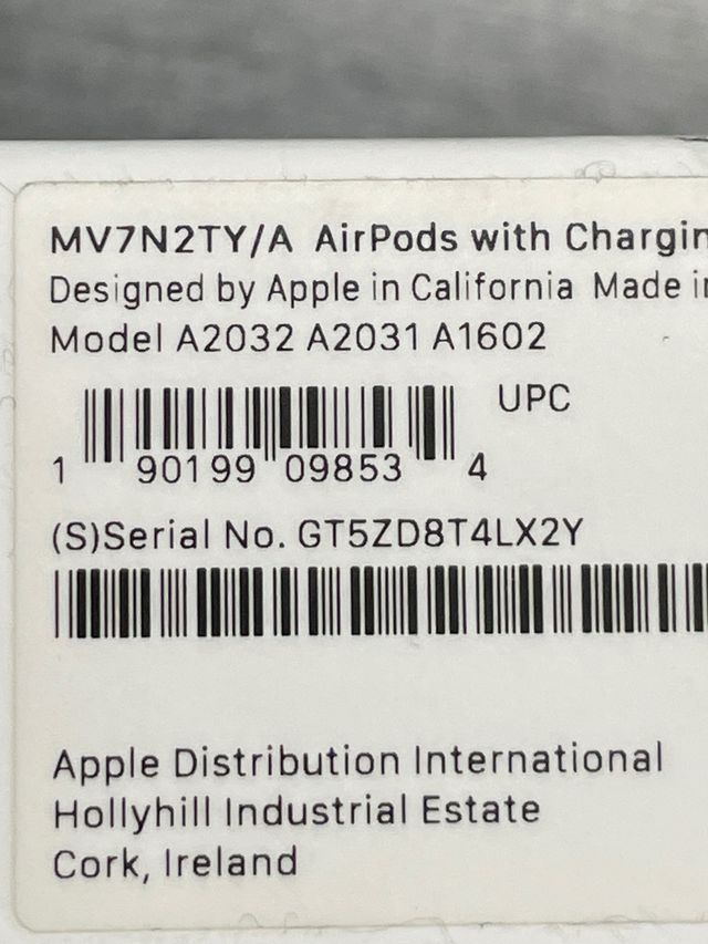 AirPods 2ª gen. Custodia A1602 + Scatola