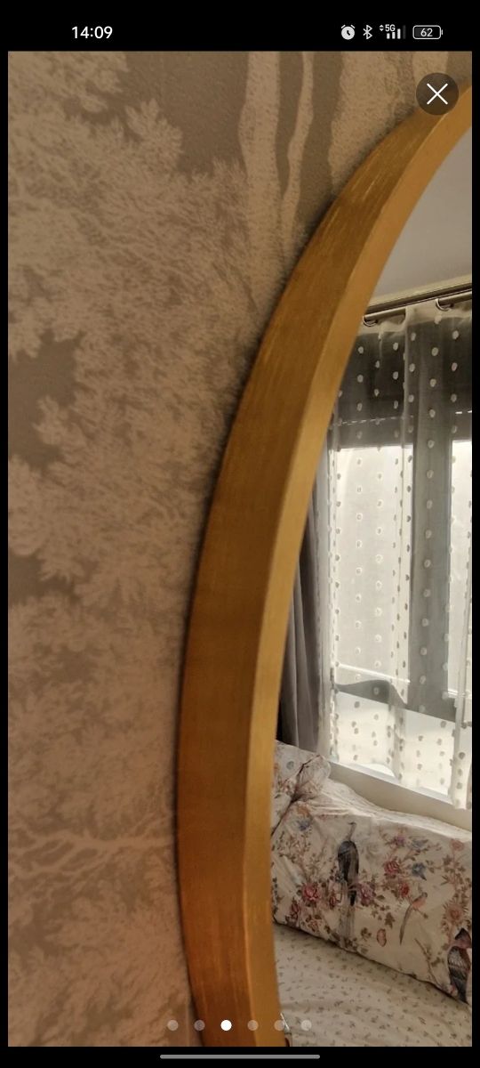 OFERTA Espejo Redondo Dorado Metal 50cm