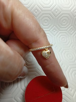 Anello con pendente cuore Placcato in oro .