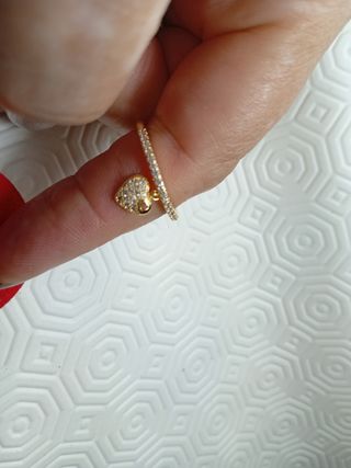 Anello con pendente cuore Placcato in oro .