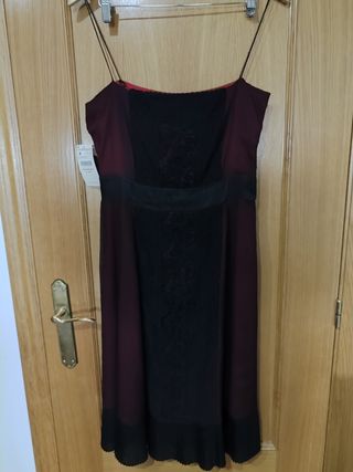 Vestido fiesta Zara rojo granate talla M