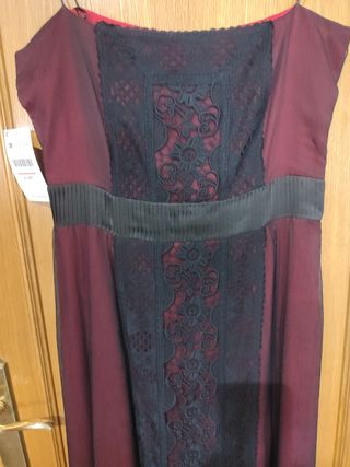 Vestido fiesta Zara rojo granate talla M