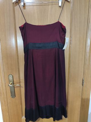 Vestido fiesta Zara rojo granate talla M
