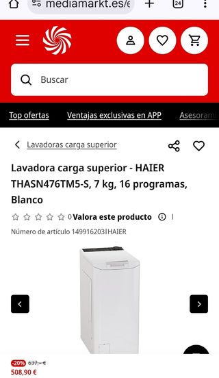 Lavadora Haier Carga Superior THASN476TM5-S