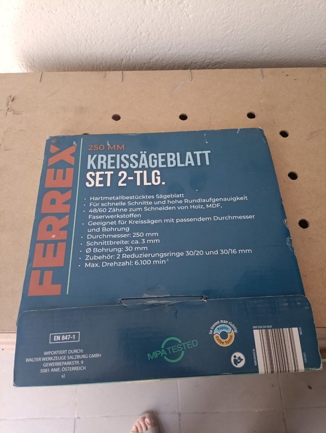 Ferrex Juego 2 hojas sierra circular 250mm