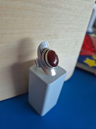 Anillo Plata Ley 925 Carniola Roja diseño japonés