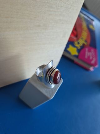 Anillo Plata Ley 925 Carniola Roja diseño japonés