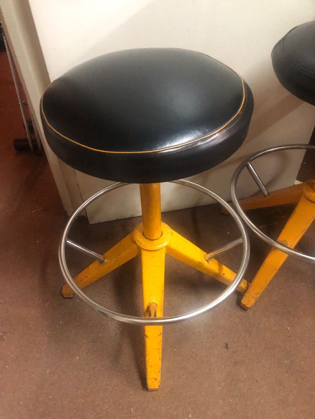 Taburetes Vintage Diseño Negro/Amarillo