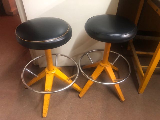 Taburetes Vintage Diseño Negro/Amarillo