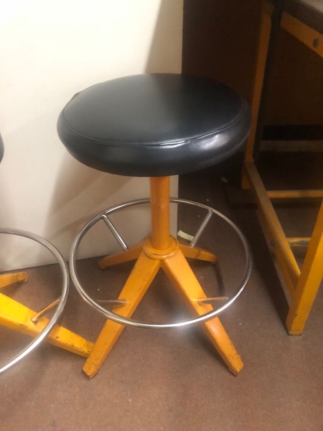 Taburetes Vintage Diseño Negro/Amarillo