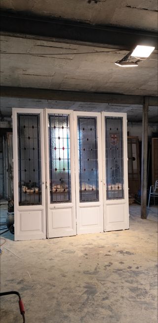 Puertas balcón antiguas con vidrieras 950 cada par
