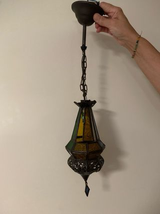 Lámpara colgante de cristal y metal