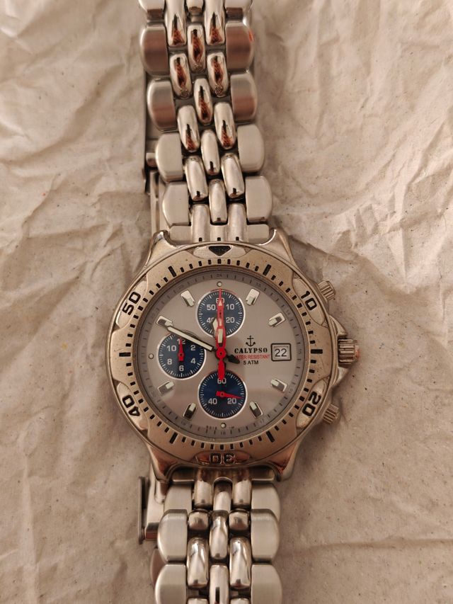 Reloj Calypso Cronógrafo Plata y Azul