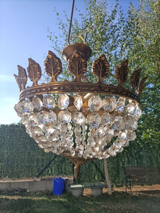 Lámpara de Bronce y Cristal Tallado