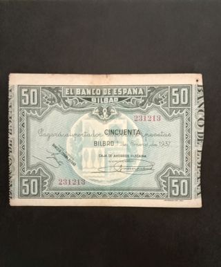 🇵🇲 Billete de 50 ptas, Bilbao (1937)