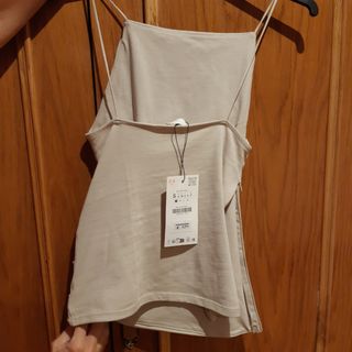 Top Zara Beige Drapeado