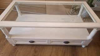Mesa de centro de madera y cristal
