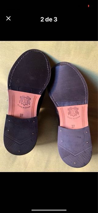 Mocasines niño negros Talla 37 m, piel suela cuero