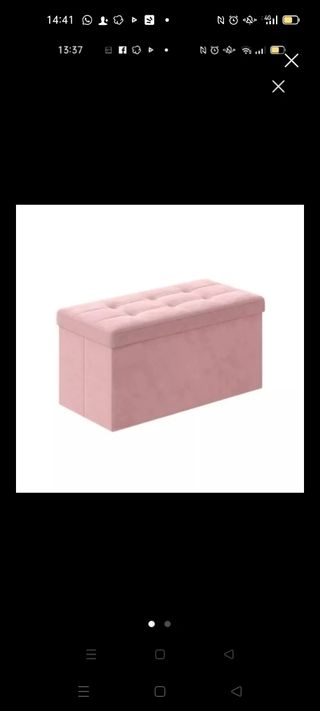 Pouf contenitore rosa in tessuto