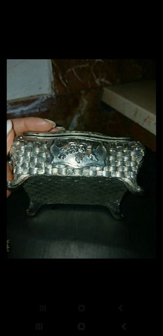 Scatola antica metallo e porcellana