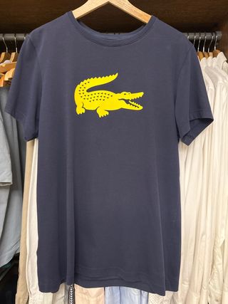 Camiseta Lacoste Azul Cocodrilo Amarillo