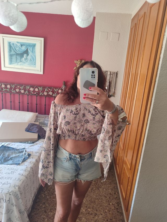 Blusa estampada manga larga