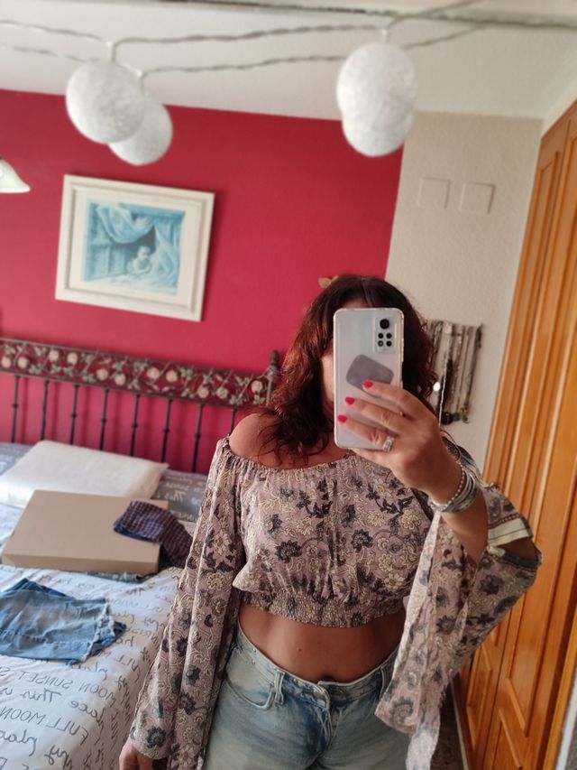 Blusa estampada manga larga