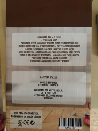 Cafetera Eléctrica iWotto 6 Tazas Roja