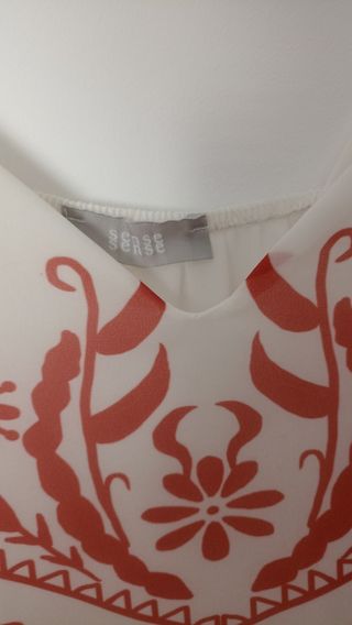 Blusa tirantes blanca flores rosas Talla L