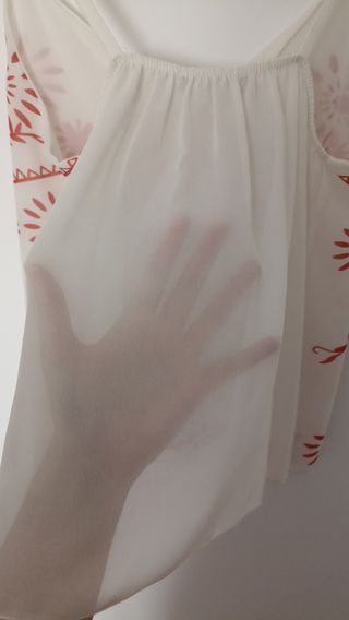 Blusa tirantes blanca flores rosas Talla L