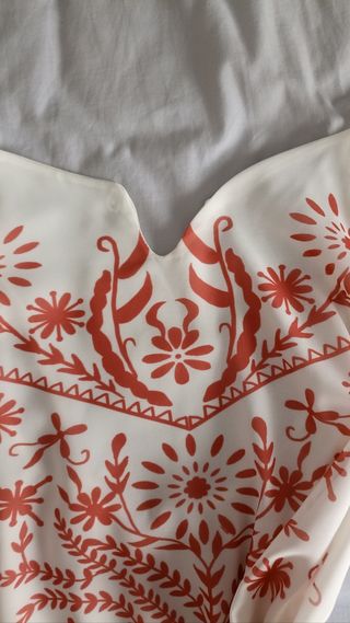 Blusa tirantes blanca flores rosas Talla L