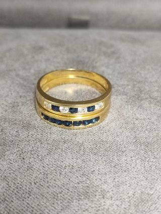 Conjunto 2 Anillos Oro 18K Zafiros y Diamantes
