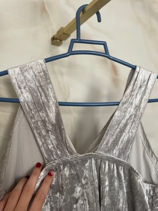 Top tirantes terciopelo gris plata S-M