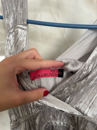 Top tirantes terciopelo gris plata S-M